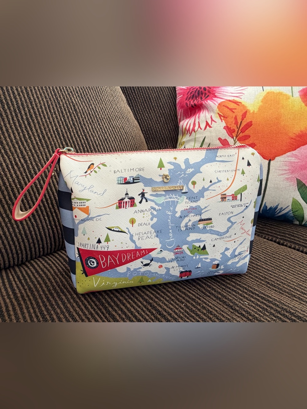 Spartina 449 Bay Dreams Map Print Carry All Case NICE